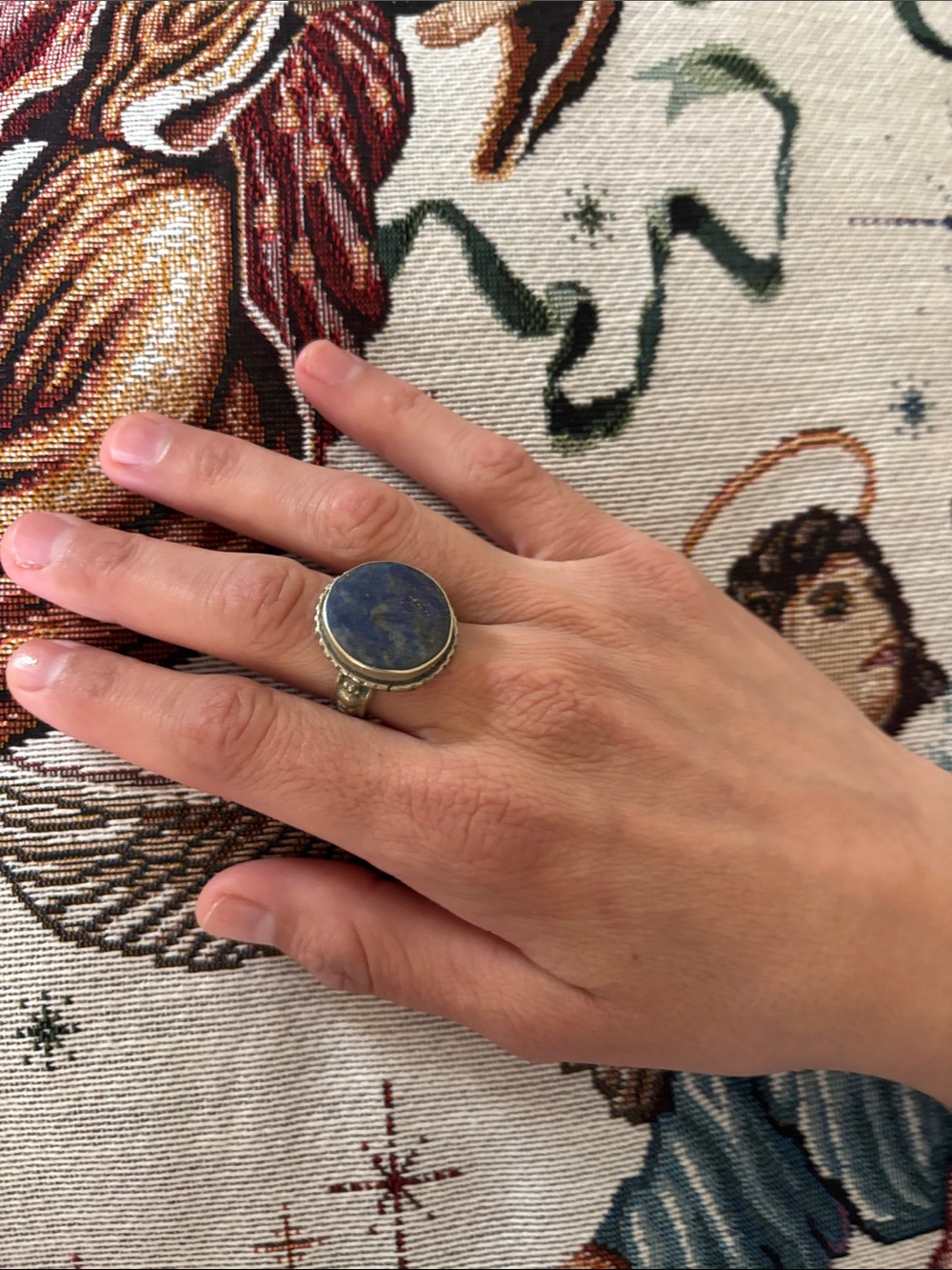 Sterling Silver Lapis Lazuli Statement Ring - Blue